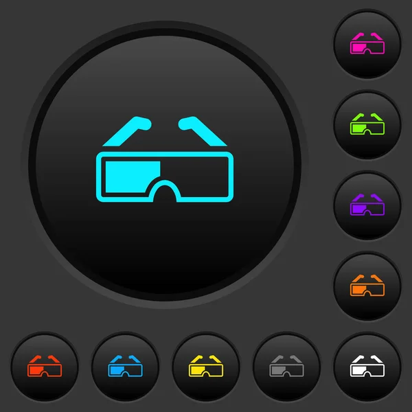 Retro Brýle Tmavé Tlačítka Ikonami Živé Barvy Tmavě Šedém Pozadí — Stockový vektor