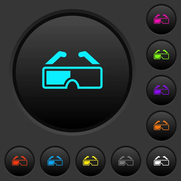 Ρετρό Γυαλιά Σκούρο Κουμπιά Εικονίδια Ζωηρό Χρώμα Σκούρο Γκρι Φόντο — Διανυσματικό Αρχείο