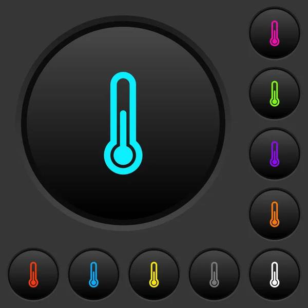 Thermomètre Boutons Poussoirs Foncés Avec Des Icônes Couleur Vives Sur — Image vectorielle