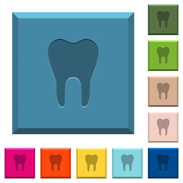 Único Dente Gravado Ícones Botões Quadrados Afiados Várias Cores Moda —  Vetores de Stock