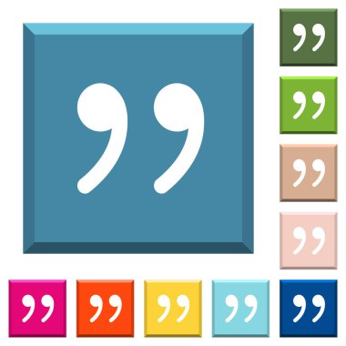 Tırnak işareti beyaz simgeleri çeşitli moda renklerde ucu keskin kare düğmeleri