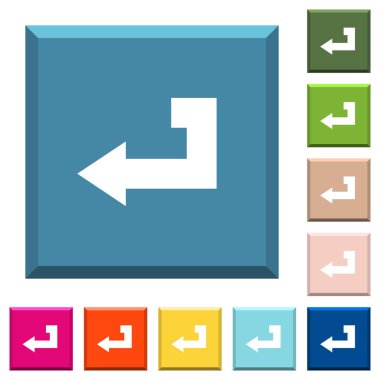 Anahtar beyaz simgeleri çeşitli moda renklerde ucu keskin kare düğmeleri döndürür