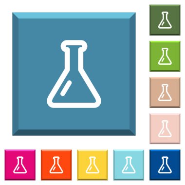 Boş şişeyi beyaz simgeleri çeşitli moda renklerde ucu keskin kare düğmeleri