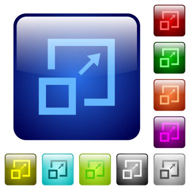 Yuvarlatılmış kare renk parlak düğme kümesi içinde pencere simgeleri büyütmek