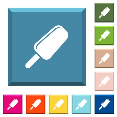 Buz lolly beyaz simgeleri çeşitli moda renklerde ucu keskin kare düğmeleri