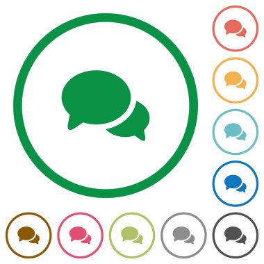 Tartışma düz renk simgeleri özetliyor beyaz arka plan üzerinde yuvarlak