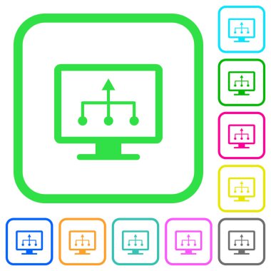 TV beyaz arka plan üzerinde eğri sınırları içinde kaynak canlı renkli düz simgeler seçin