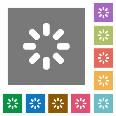 Yükleyici sembolü düz simgeler basit renkli kare arka planlar üzerinde