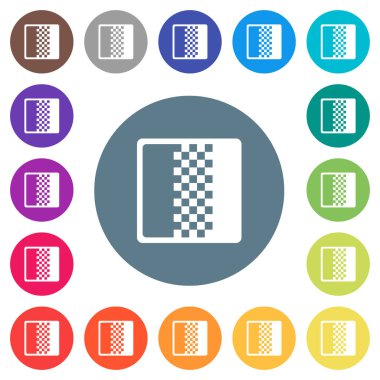 Yuvarlak renkli arka planlar renk gradyan düz beyaz simgeleri. 17 arka plan renk değişimleri dahil.