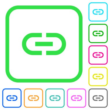 Beyaz arka plan üzerinde eğri sınırları içinde bağlantı canlı renkli düz simgeler ekleme