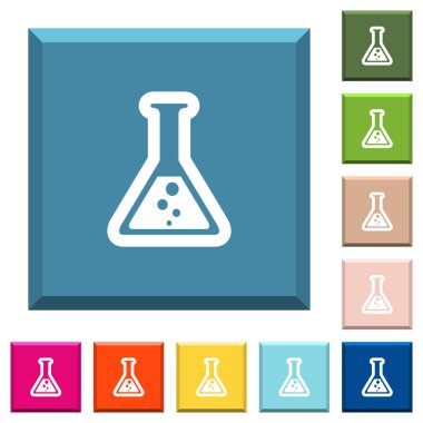 Şişe sıvı beyaz simgeleri çeşitli moda renklerde ucu keskin kare düğmeleri ile