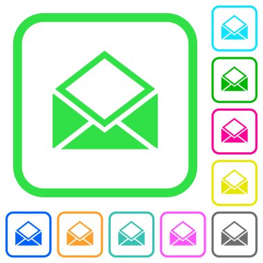 Beyaz arka plan üzerinde eğri kenarlıklar açık posta canlı renkli düz simgeler