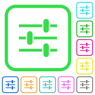 Beyaz arka plan üzerinde eğri sınırları ayarlama canlı renkli düz simgeler