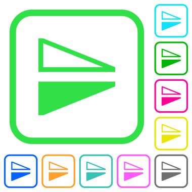 Beyaz arka plan üzerinde eğri sınırları içinde dikey canlı renkli düz simgeler çevirin