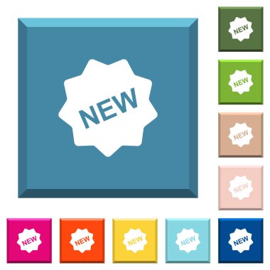 Yeni rozet beyaz simgeler çeşitli moda renklerde ucu keskin kare düğmeleri