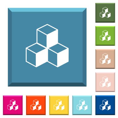 Küpleri simgeleri çeşitli moda renklerde ucu keskin kare düğmeleri beyaz