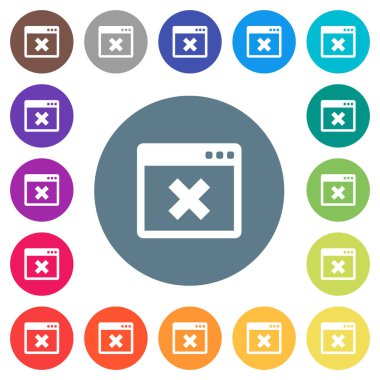 Yuvarlak renkli arka planlar uygulama iptal düz beyaz simgeleri. 17 arka plan renk değişimleri dahil.