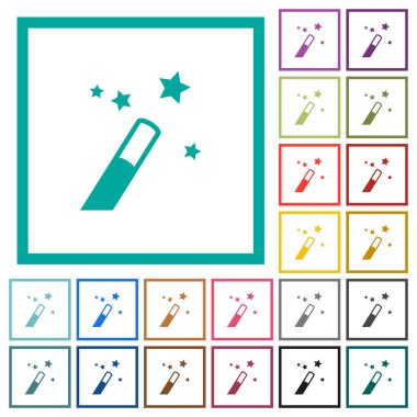 Uygulama Sihirbazı'nı düz renk simgeleri beyaz arka plan üzerinde çeyreği çerçeveli