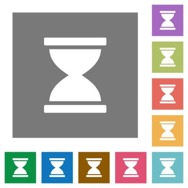 Basit kum saati düz simgeleri kare arka planlar renk