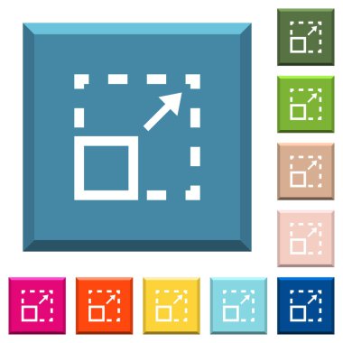 Öğe beyaz simgeleri çeşitli moda renklerde ucu keskin kare düğmeleri en üst düzeye çıkarmak