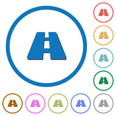 Yol düz renk vektör simgeler gölgelerde ile özetliyor beyaz arka plan üzerinde yuvarlak