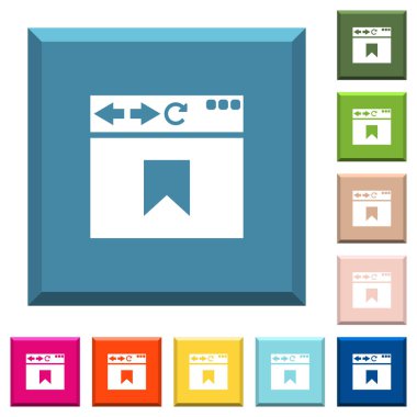 Tarayıcı beyaz yer imi simgeleri çeşitli moda renklerde ucu keskin kare düğmeleri