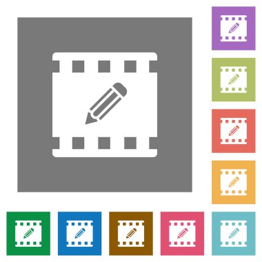 Basit renkli kare arka planlar üzerinde film düz simgeleri Düzenle