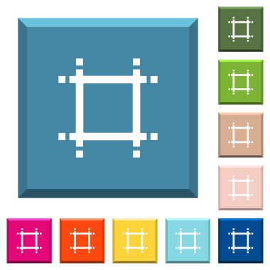 Tuval boyutu beyaz simgeleri çeşitli moda renklerde ucu keskin kare düğmeleri ayarlamak