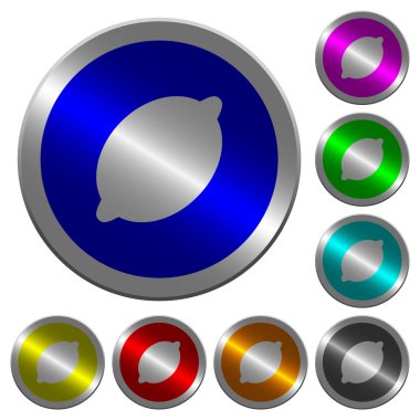 Yuvarlak tek limon simgeler üzerinde parlak sikke benzeri renk çelik düğmeleri