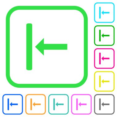 Beyaz arka plan üzerinde eğri sınırları içinde sol canlı renkli düz simgeleri Hizala