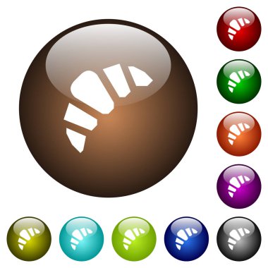 Fırın beyaz simgeler yuvarlak renkli cam düğmeleri