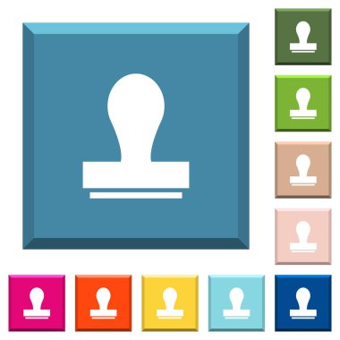 Damga beyaz simgeleri çeşitli moda renklerde ucu keskin kare düğmeleri