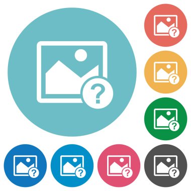 Bilinmeyen görüntü düz beyaz simgeleri yuvarlak renkli arka planlar