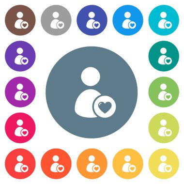 En sevdiğim Kullanıcı düz beyaz simgeleri yuvarlak renkli arka planlar. 17 arka plan renk değişimleri dahil.