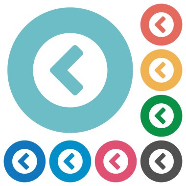 Chevron sol düz beyaz simgeleri yuvarlak renkli arka planlar