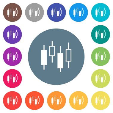 Mum grafik düz beyaz simgeleri yuvarlak renkli arka planlar. 17 arka plan renk değişimleri dahil.