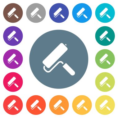 Düz beyaz simgeler yuvarlak renkli arka planlar üzerinde boya. 17 arka plan renk değişimleri dahil.