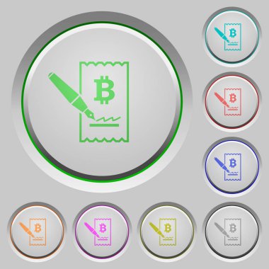Bitcoin çek renk simgeleri batırıldı tuşlar imzalama
