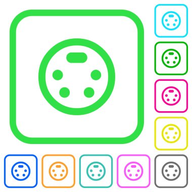 S-video konektörünü canlı renkli düz simgeler beyaz arka plan üzerinde eğri sınırları içinde