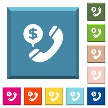 Doları ticari çeşitli moda renklerde ucu keskin kare düğmeleri beyaz simgeler ara