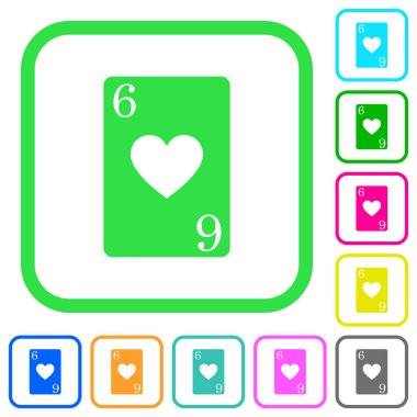 Altı kupa beyaz arka plan üzerinde eğri sınırları içinde canlı renkli düz simgeler kartı