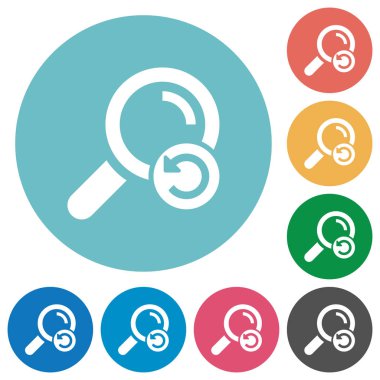 Yuvarlak renkli arka planlar arama düz beyaz simgeleri geri al