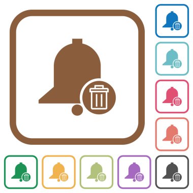 Kare kare beyaz arka plan üzerinde renkli basit simgeler yuvarlak uyarı mektubu silme