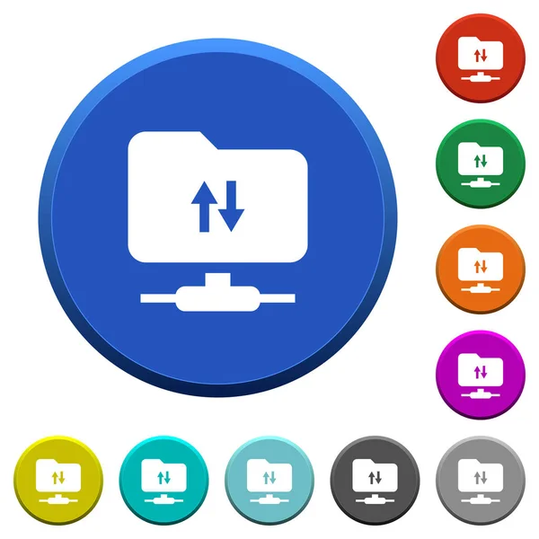 Tasti Smussati Colori Rotondi Con Traffico Dati Ftp Con Superfici — Vettoriale Stock