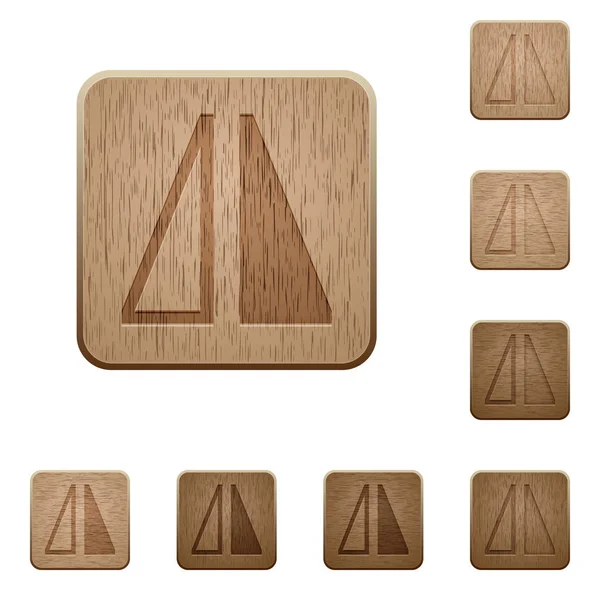 角丸正方形の木製ボタンのスタイルを彫刻を水平方向に反転します — ストックベクタ
