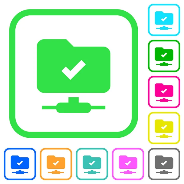 Ftp Операция Успешно Яркие Цветные Плоские Иконки Изогнутых Границах Белом — стоковый вектор