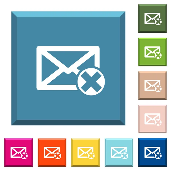 Eliminar Iconos Blancos Correo Botones Cuadrados Con Bordes Varios Colores — Archivo Imágenes Vectoriales