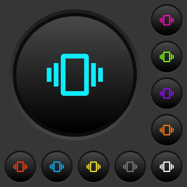 Vibración Del Smartphone Pulsadores Oscuros Con Iconos Color Vivos Sobre — Vector de stock
