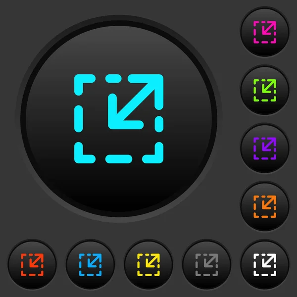 Redimensionner Les Boutons Poussoirs Foncés Avec Des Icônes Couleur Vives — Image vectorielle