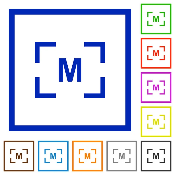 Handmatige Instellingen Modus Egale Kleur Pictogrammen Van Camera Vierkante Frames — Stockvector